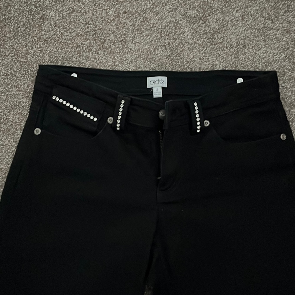 Vintage Cache black rhinestone trim jeans
